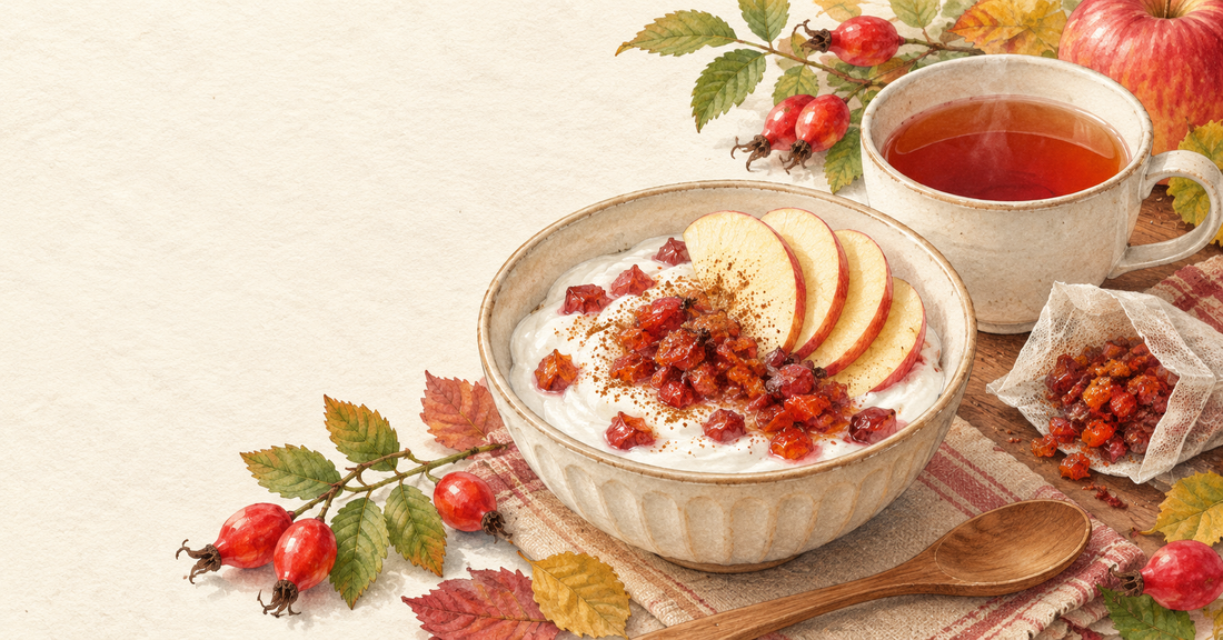 飲んだあとも楽しめる！有機ローズヒップティーの出し殻で作る秋のりんごヨーグルト🍎